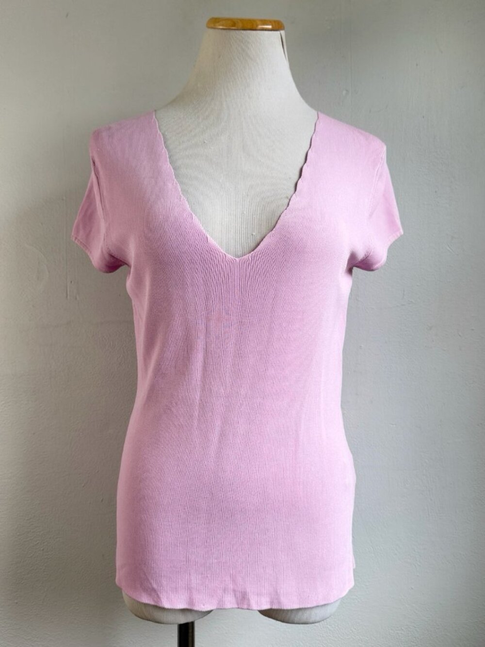 Vintage Ribbed Stretch Knit Top Size Medium 90s Lavender Purple BCBGMaxazria